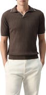 MANGO Regular Fit Linen Blend Rib Polo