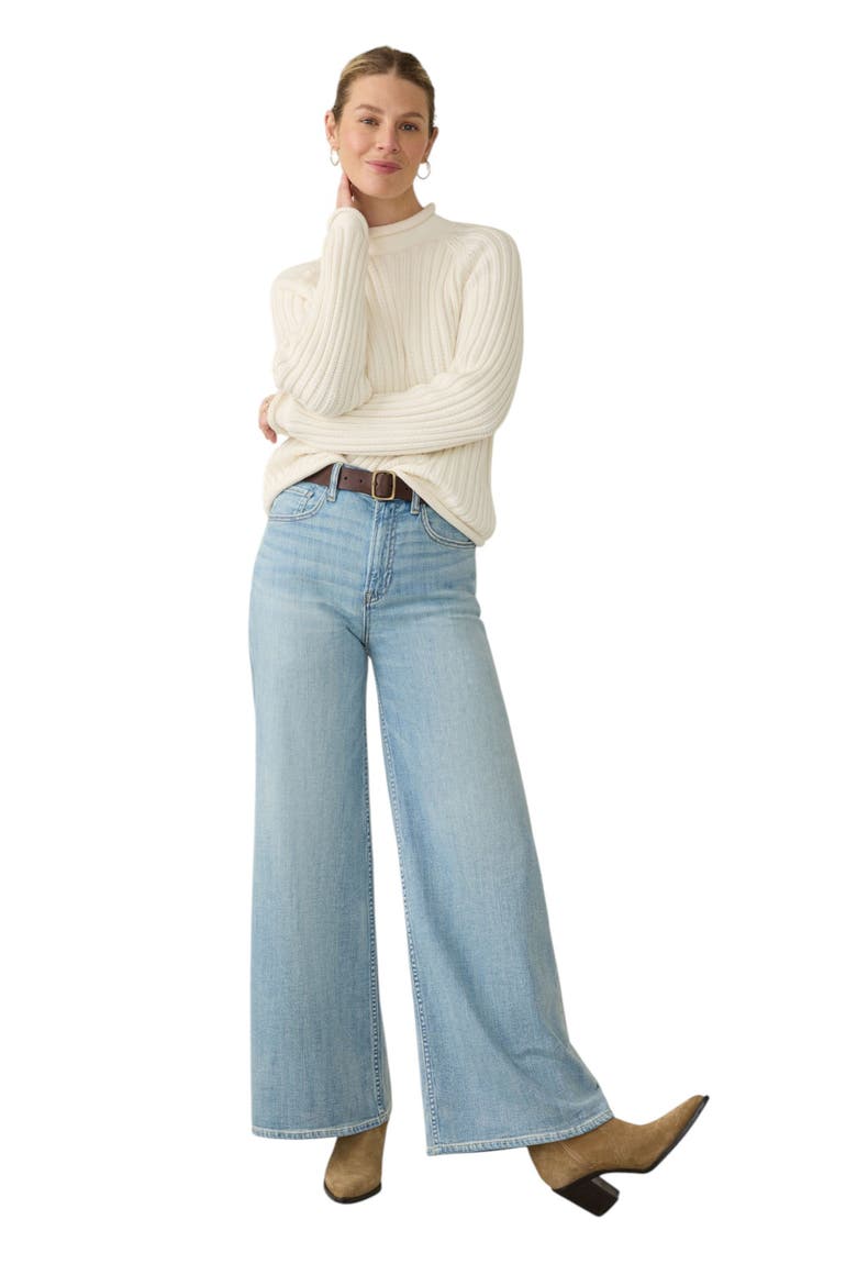 Sunwashed Organic Cotton Rollneck Sweater, Alternate, color, EGRET