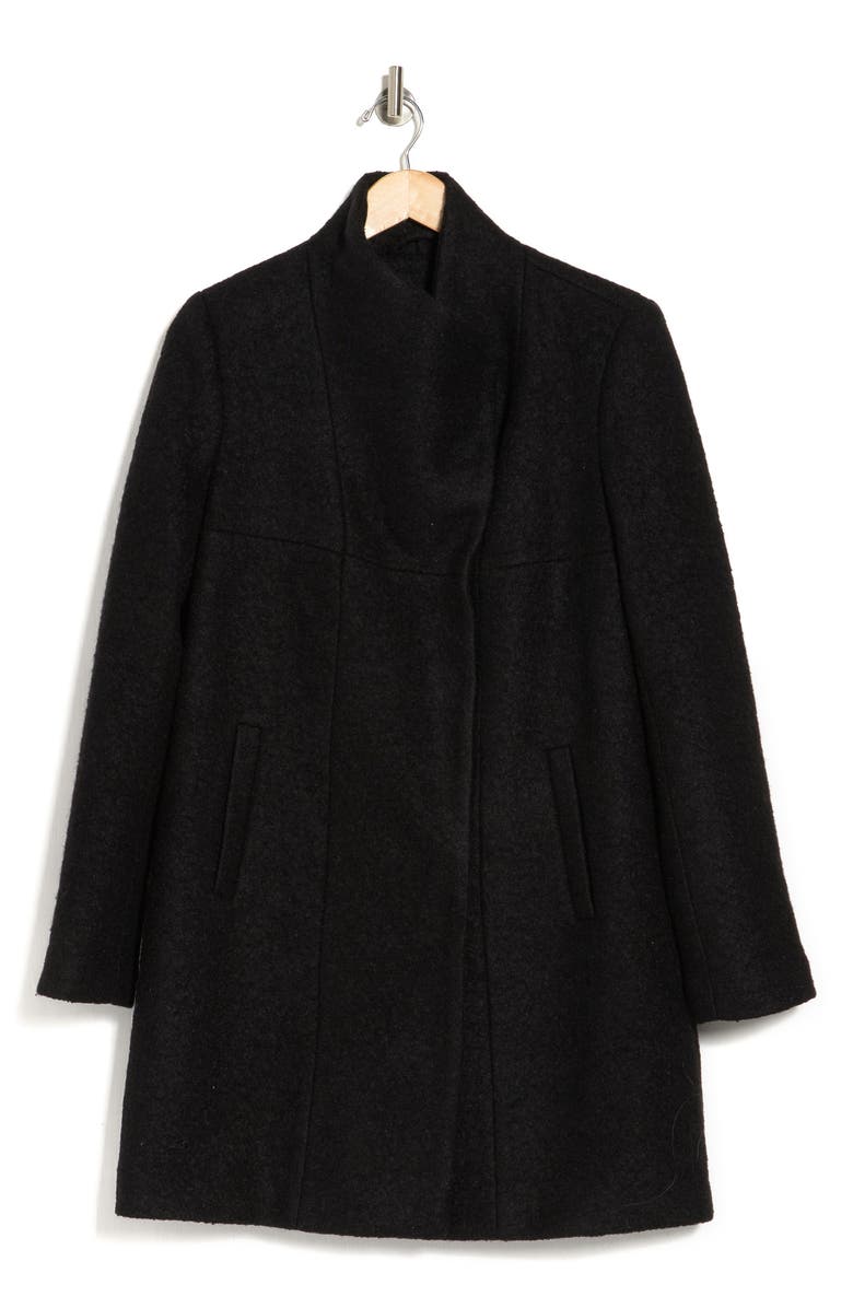 Kenneth Cole New York Asymmetrical Pressed Boucle Knit Wool Blend Coat, Alternate, color, 