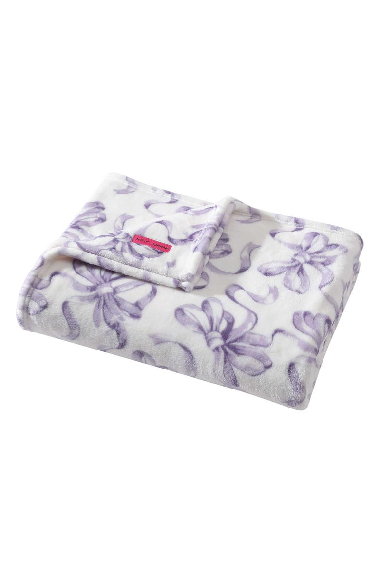 Betsey Johnson Ballet Bows Throw Blanket, Main, color, Purple