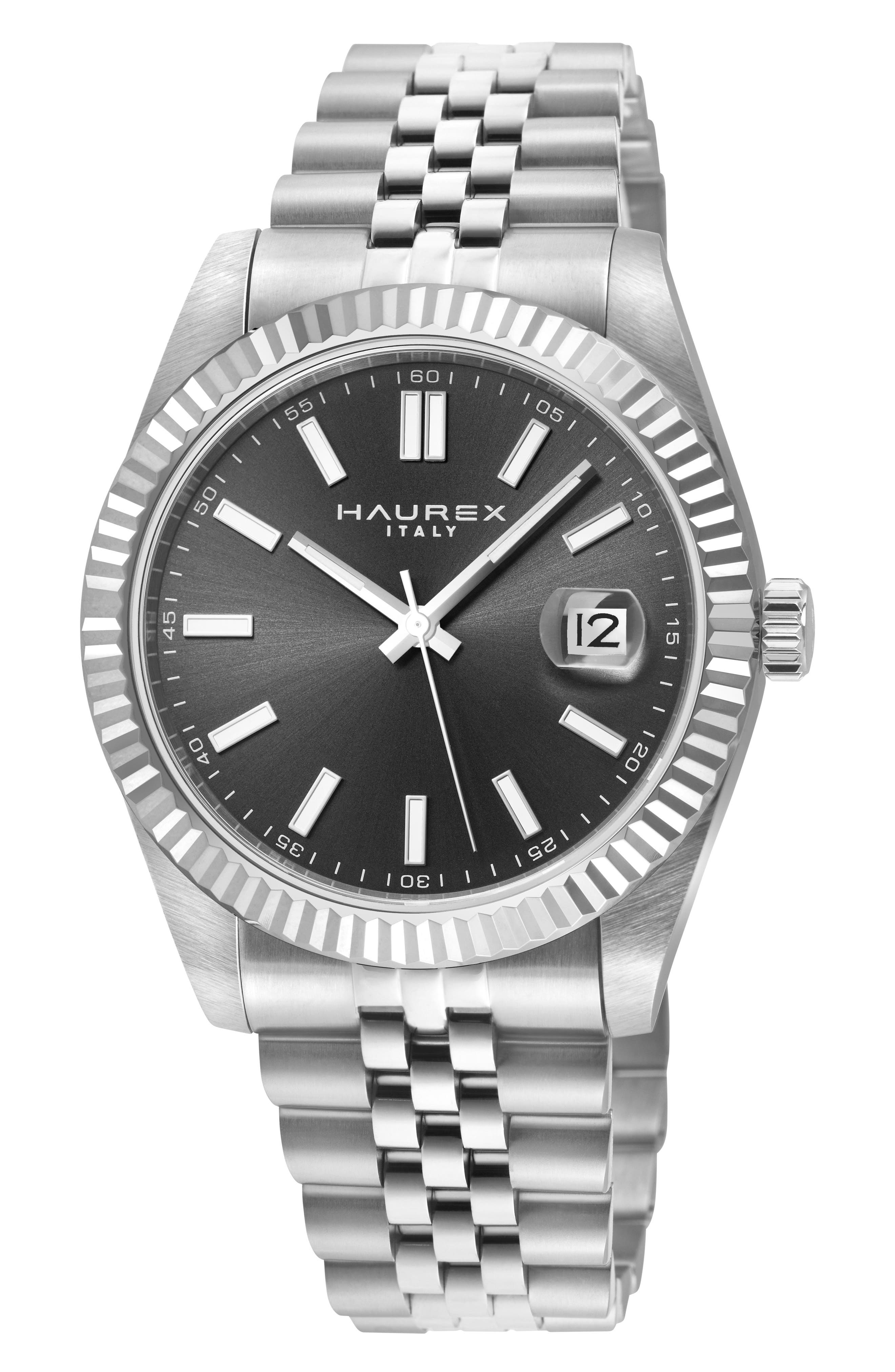 Haurex Italy Impero Stainless Steel Bracelet Watch In Black/ Silver