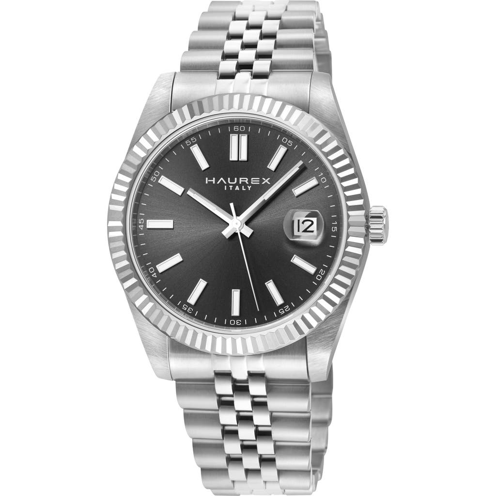 Haurex Italy Impero Stainless Steel Bracelet Watch In Black/ Silver