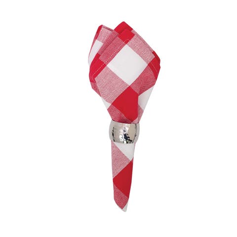 Franklin Red Check Gingham Plaid 4th of July Patriotic Woven Napkin Set of 6