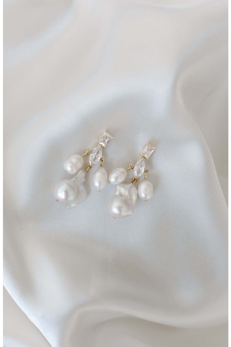 Astoria Freshwater Pearl Drop Earrings, Alternate, color, Gold