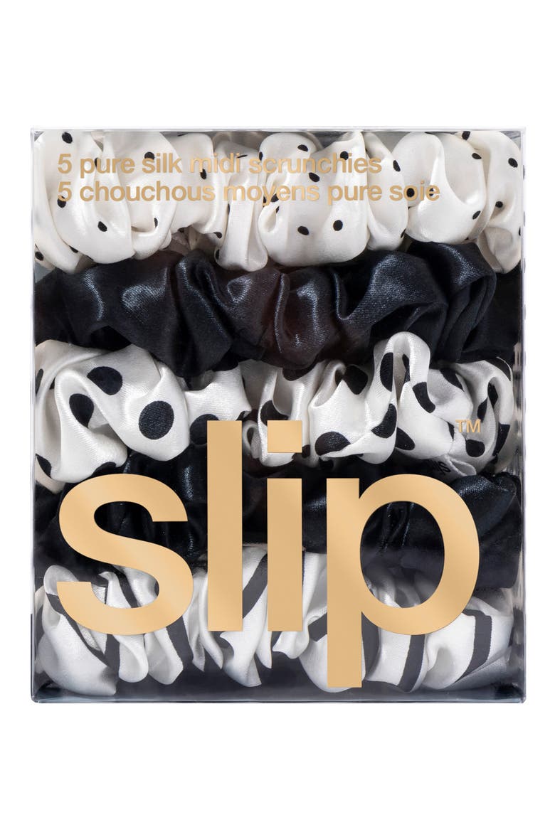 5-Pack Midi Silk Scrunchies, Alternate, color, SUMMER FRIDAYS