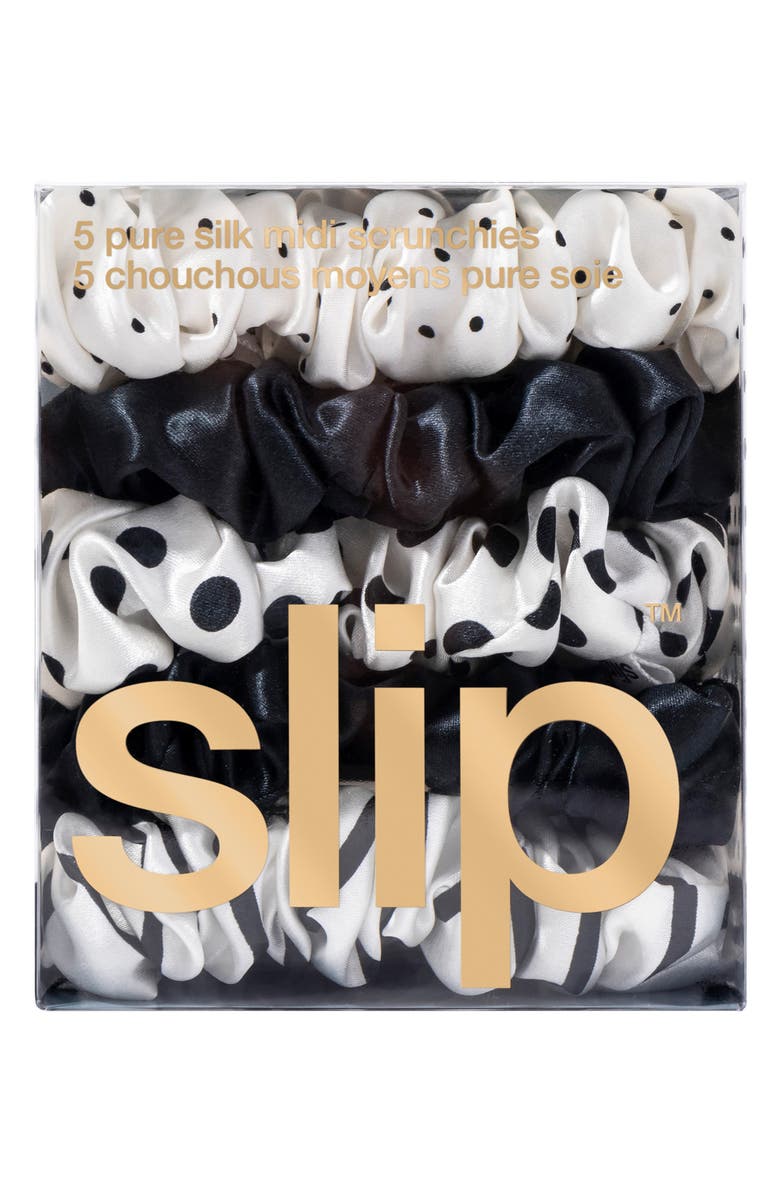 slip 5-Pack Midi Silk Scrunchies, Alternate, color, 