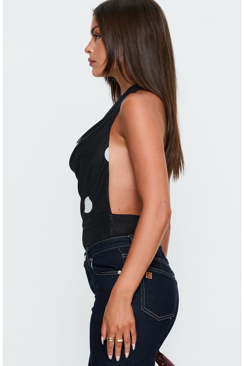 Plunge Neck Bodysuit Cleona, Alternate, color, BLACK