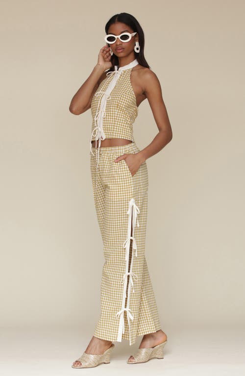 Avec Les Filles Side Tie Gingham Pants In Olio Gingham