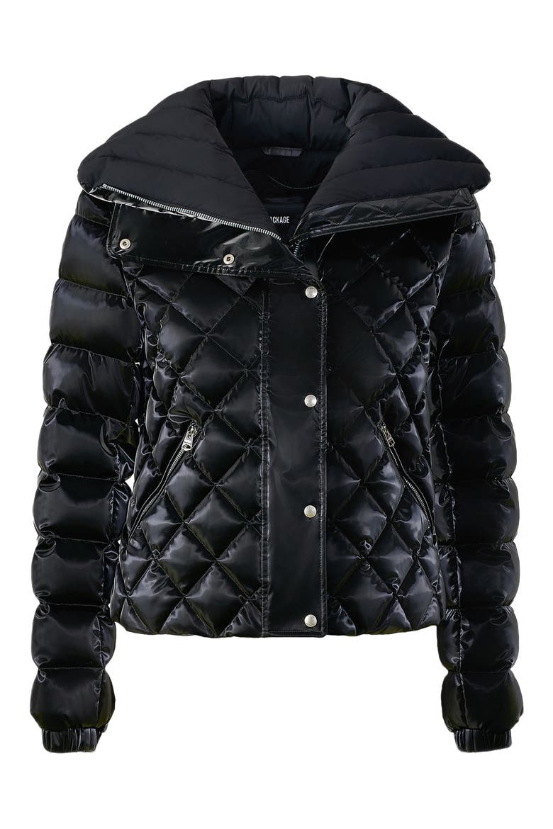 Yvette Waterproof Quilted Down Jacket with Removable Bib Insert, Alternate, color, BLACK