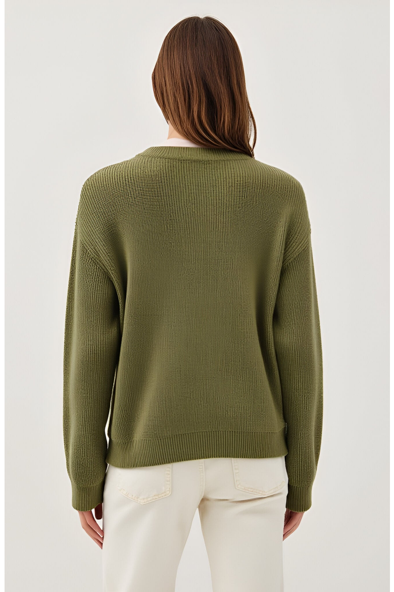 Ribbed Button Down Cardigan, Alternate, color, Olive Green