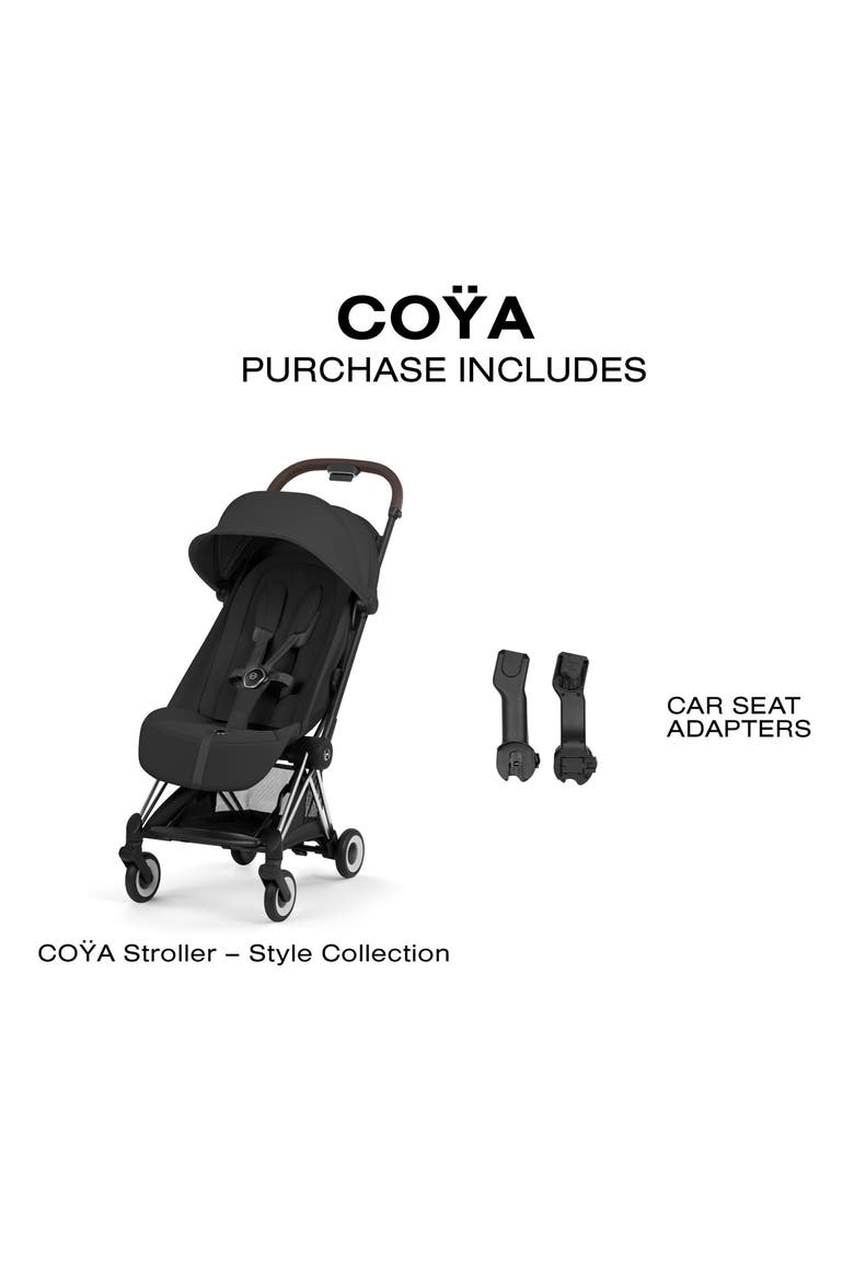 Coya Compact Lightweight Travel Stroller – Style Collection, Alternate, color, CHROME/ SEPIA BLACK