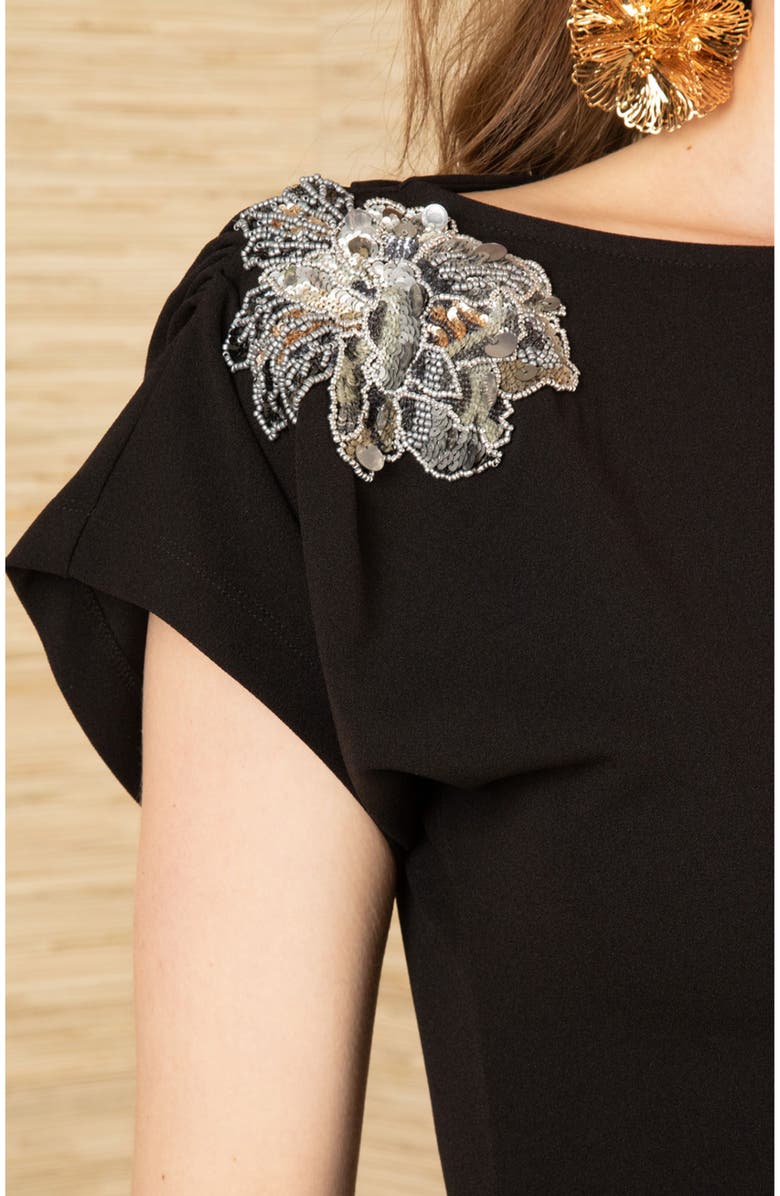 Hale Bob Zainab Midi Beaded Dress, Alternate, color, Black