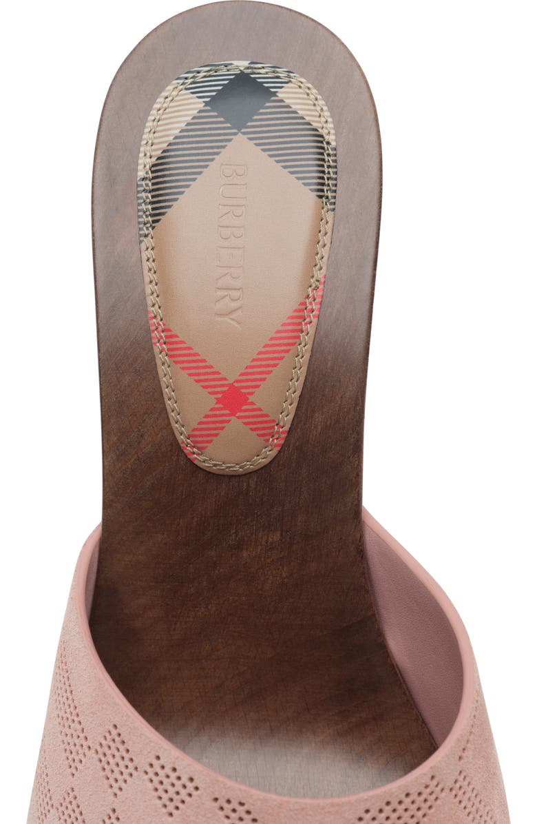Burberry Check Suede Potter Mules, Alternate, color, Peony Pink