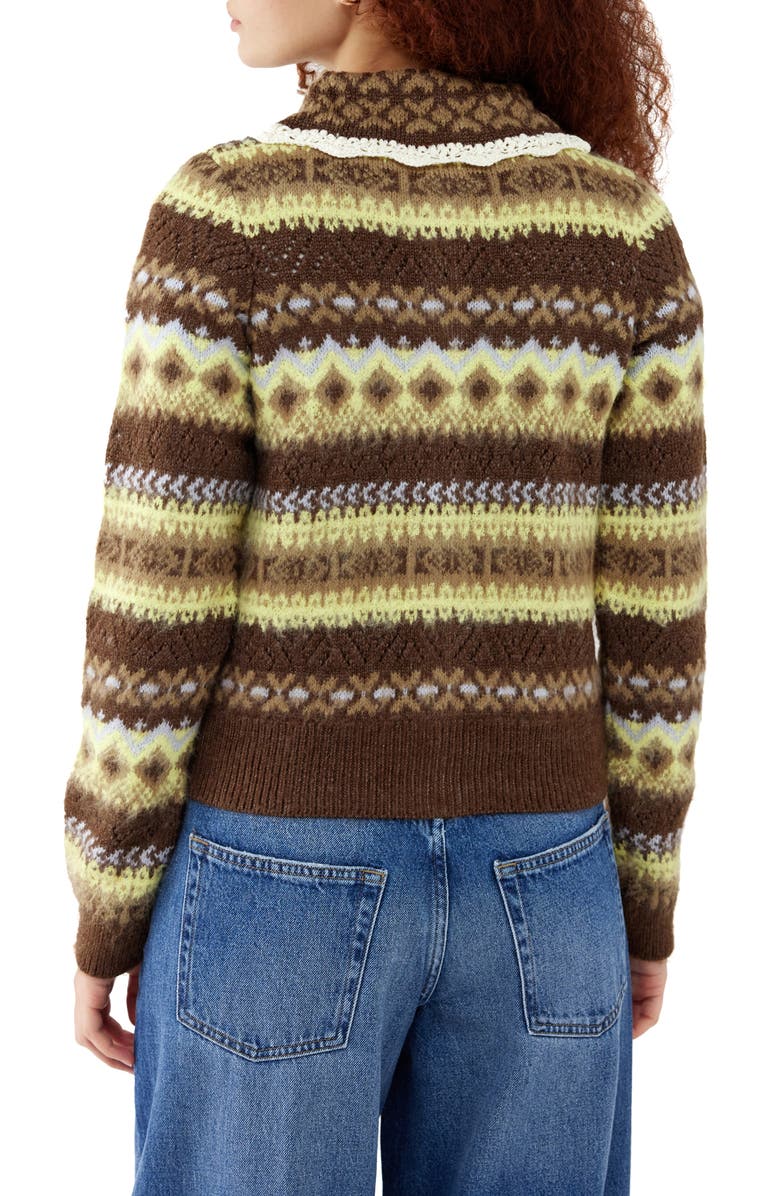 BDG Urban Outfitters Fair Isle Cardigan, Alternate, color, Chocolate