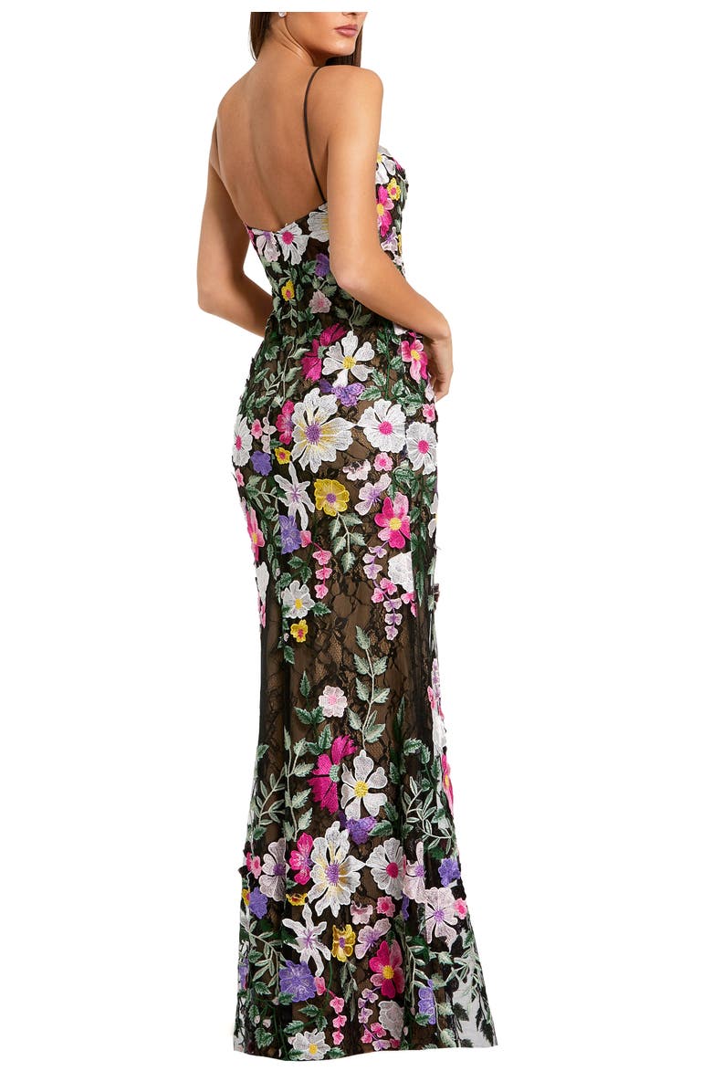 Mac Duggal Floral Embroidered Sleeveless Bustier Gown, Alternate, color, Black Multi