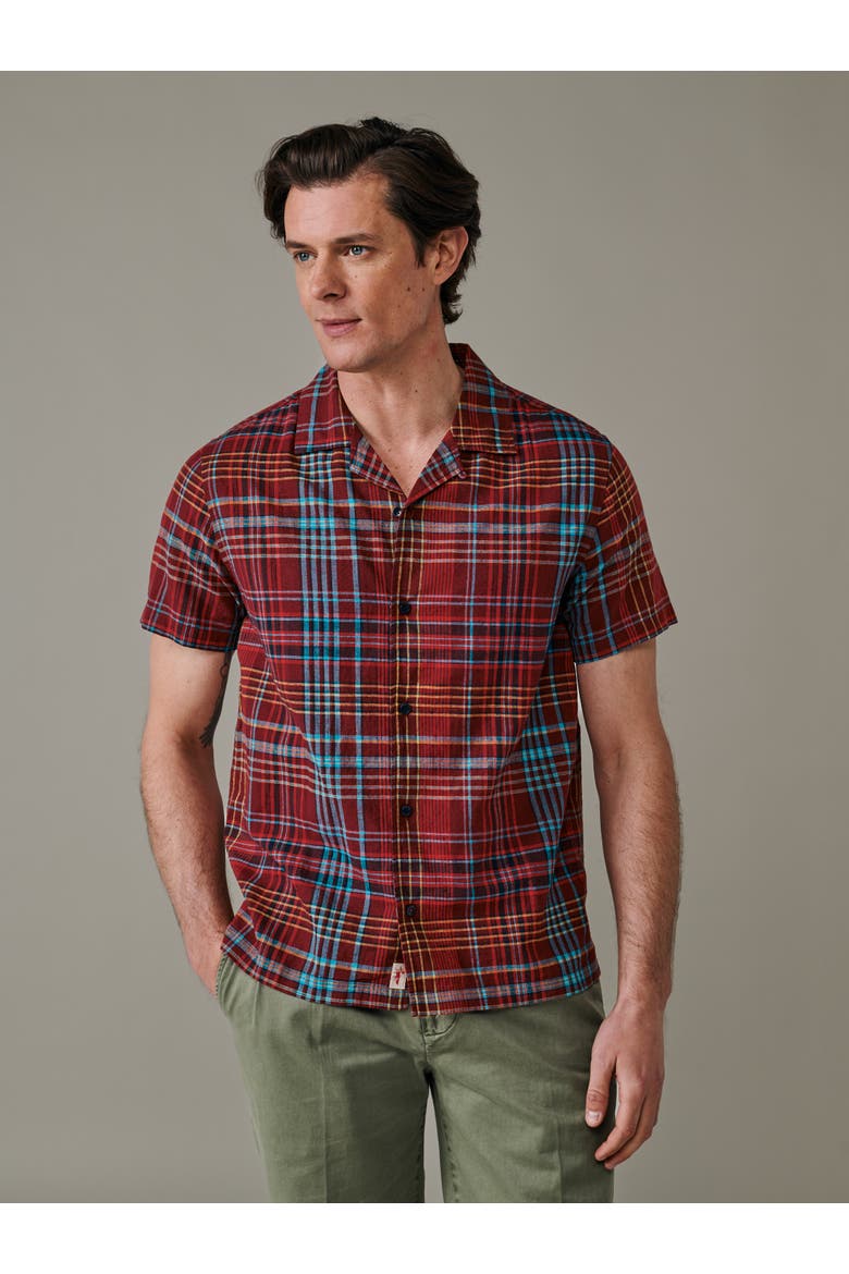 Abbots Cuban Collar Shirt, Main, color, Red Check