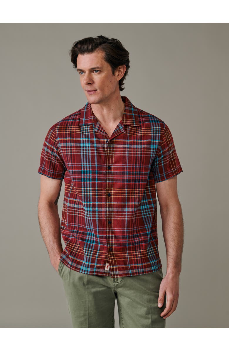Aubin Abbots Cuban Collar Shirt, Main, color, Red Check