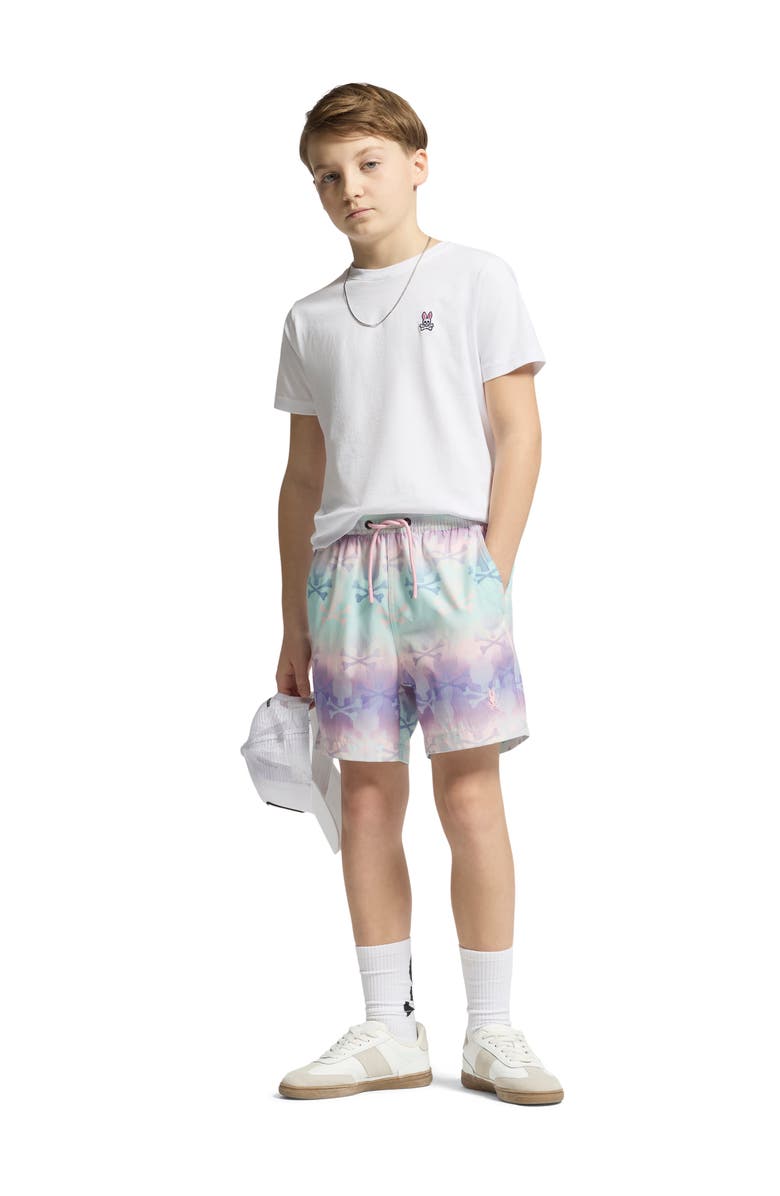 Psycho Bunny Kids' Foster Bunny Swim Trunks, Alternate, color, Lavender Gray