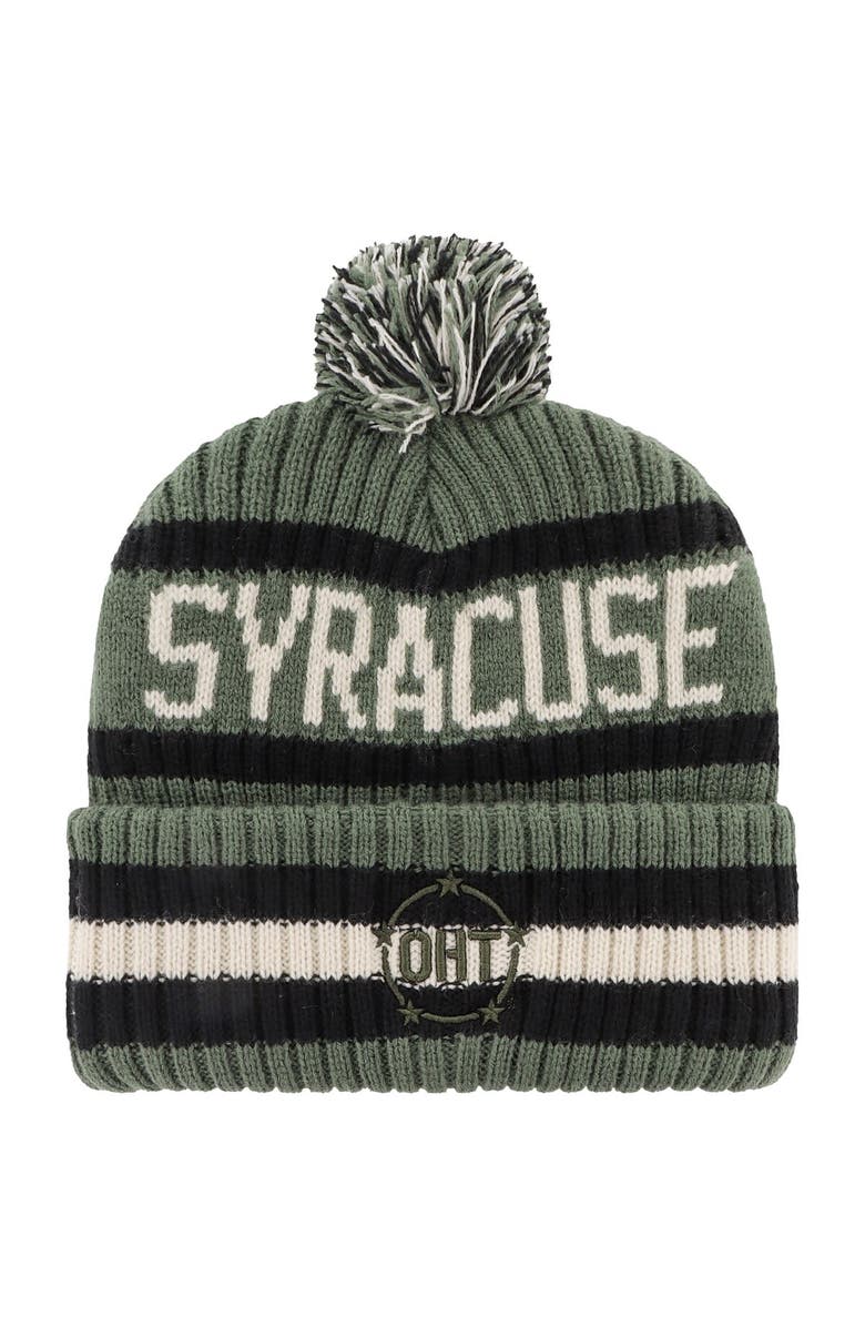 '47 Men's '47 Green Syracuse Orange OHT Military Appreciation Bering Cuffed Knit Hat with Pom, Alternate, color, Green