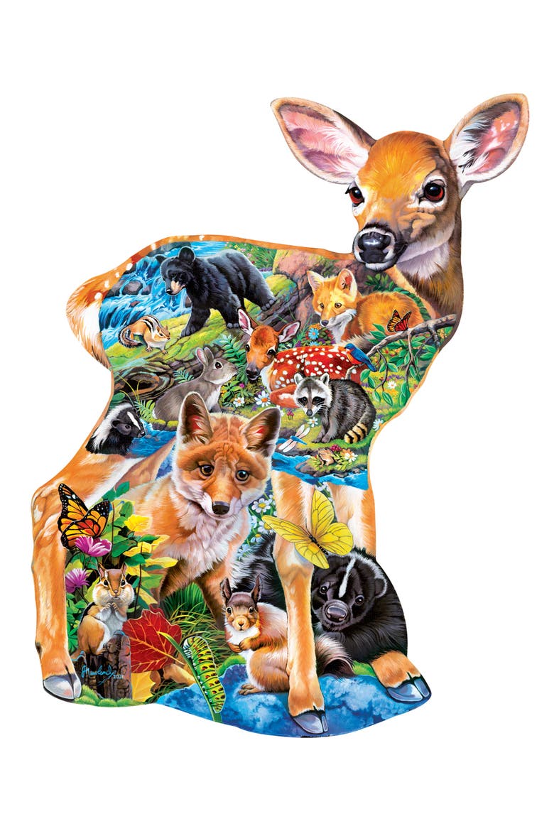 Fawn Friends 500 Piece Shaped Puzzle, Alternate, color, Multicolor