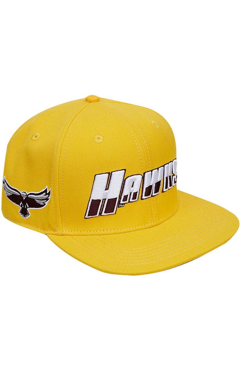 PRO STANDARD Men's Pro Standard Gold Maryland Eastern Shore Hawks Evergreen Hawks Snapback Hat, Main, color, Gold