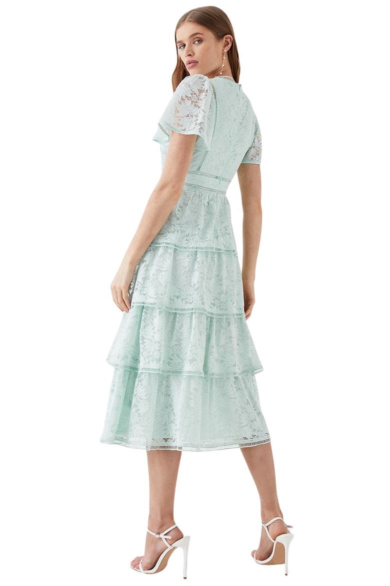 Flutter Sleeve Tiered Lace Dress, Alternate, color, Sage