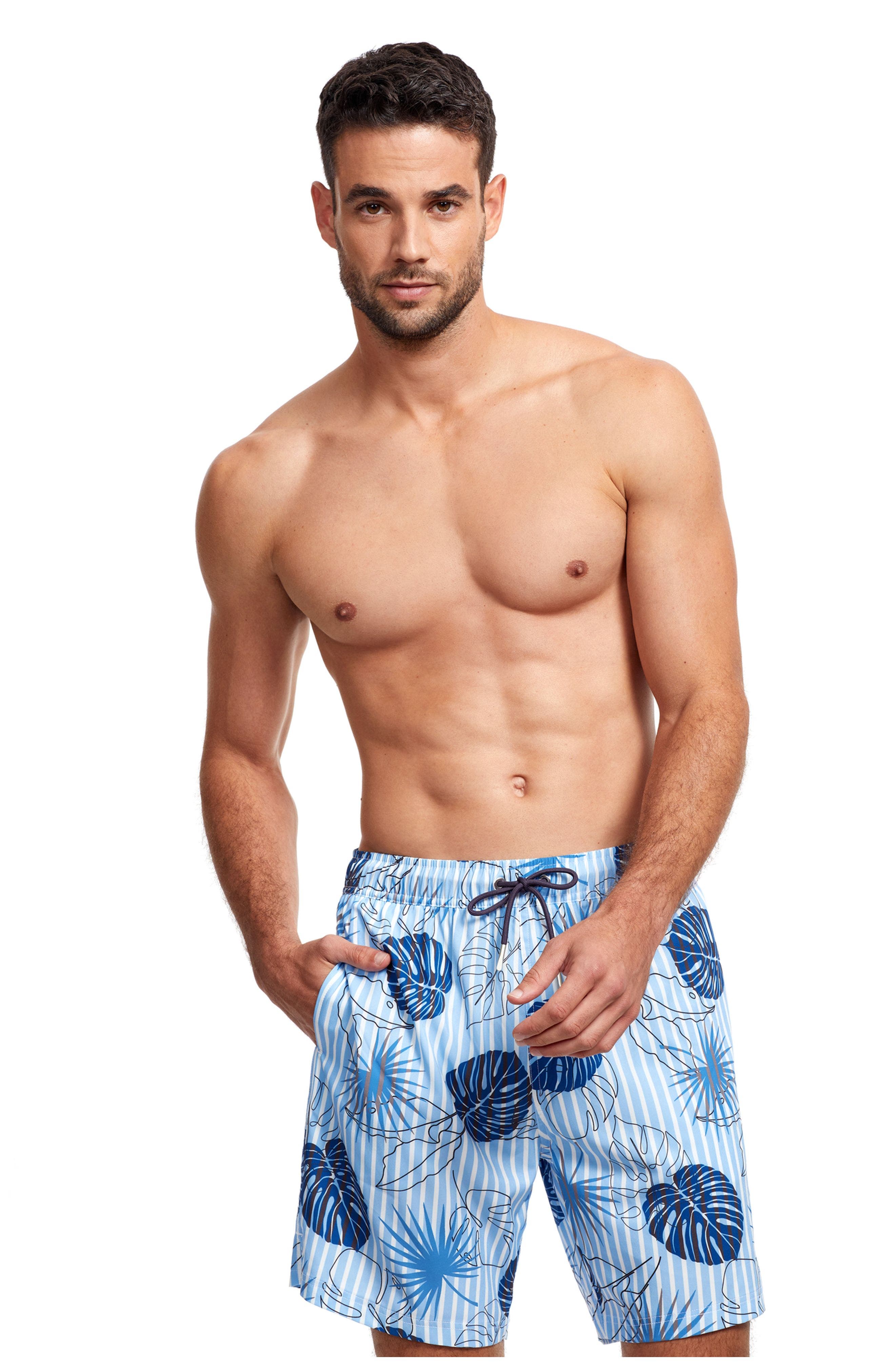 Gottex Men 7" swim shorts in Blue Black White 