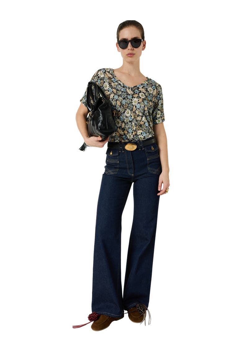 Malinae Floral Print T-Shirt, Alternate, color, Jeans