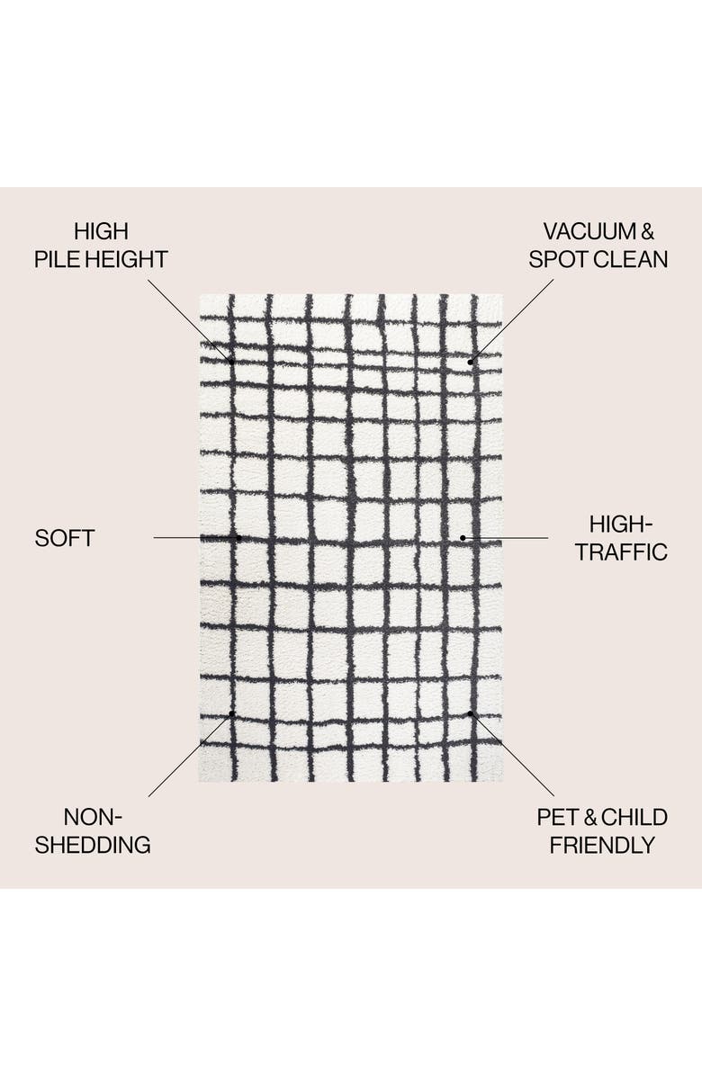 JONATHAN Y Arenal Geometric Grid Shag Area Rug, Alternate, color, White/Gray