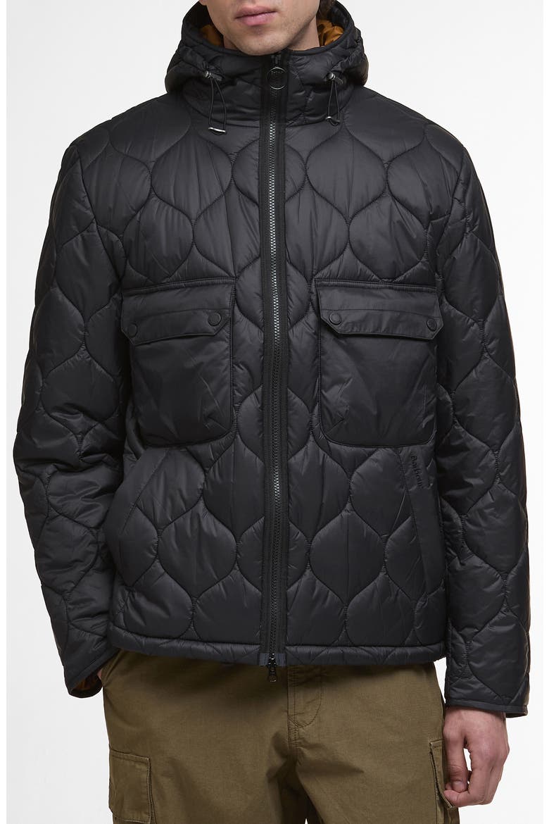 Re-Engineered Hooded Quilted Jacket, Main, color, BLACK