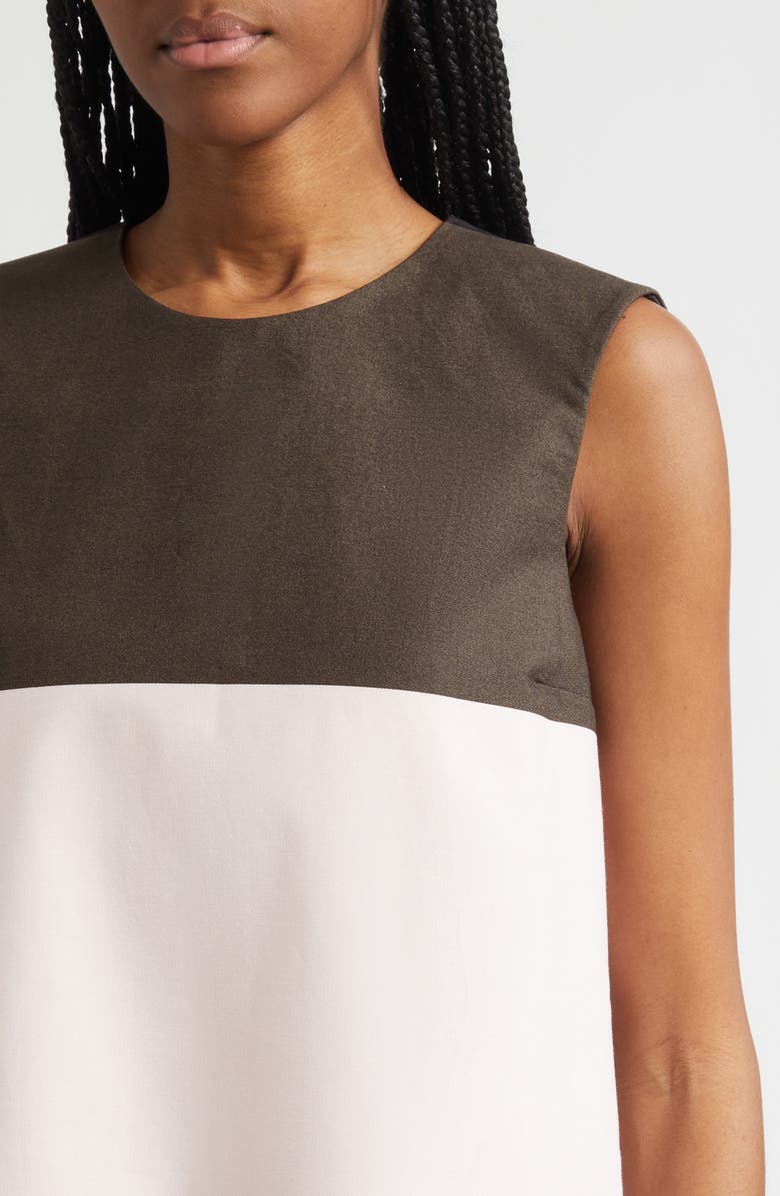 Marimekko Malli Hennika Marimini Colorblock Cotton Shift Dress, Alternate, color, Dark Brown Light Pink Brown