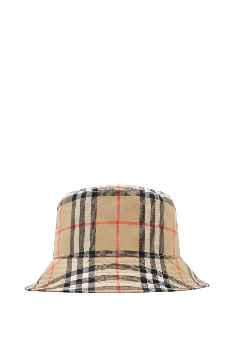 Check Cotton Bucket Hat, Main, color, Sand beige