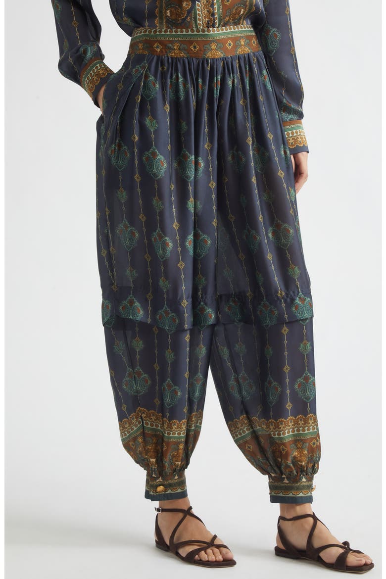 Ascent Print Silk Harem Pants, Alternate, color, NAVY PRISM