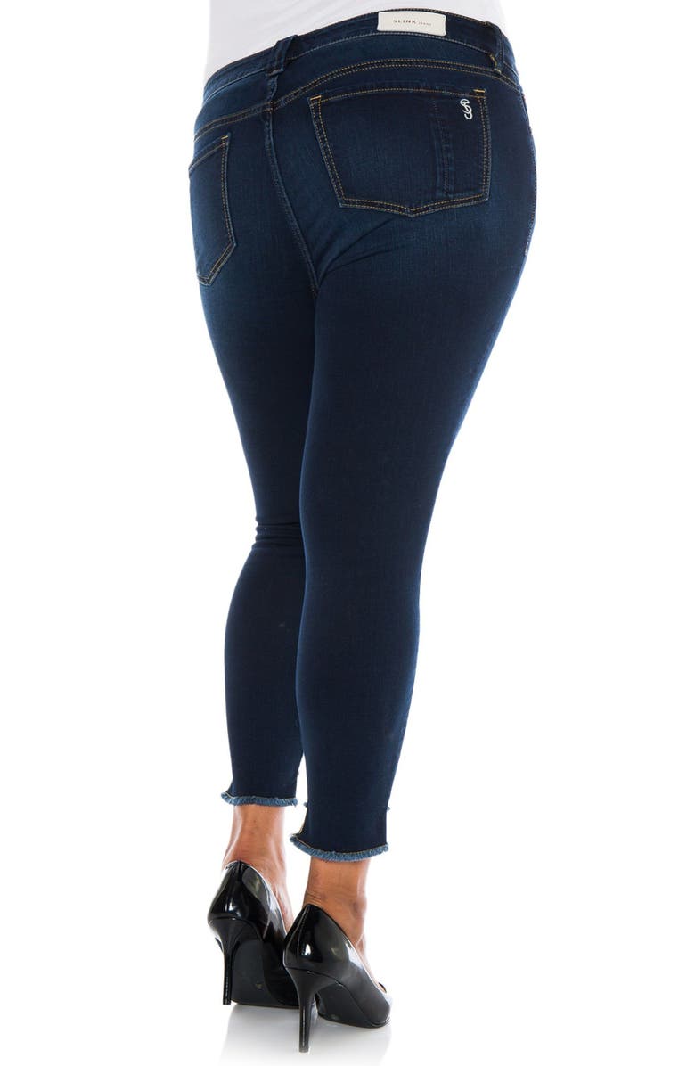 SLINK Jeans Frayed High/Low Hem Stretch Skinny Jeans, Alternate, color, 