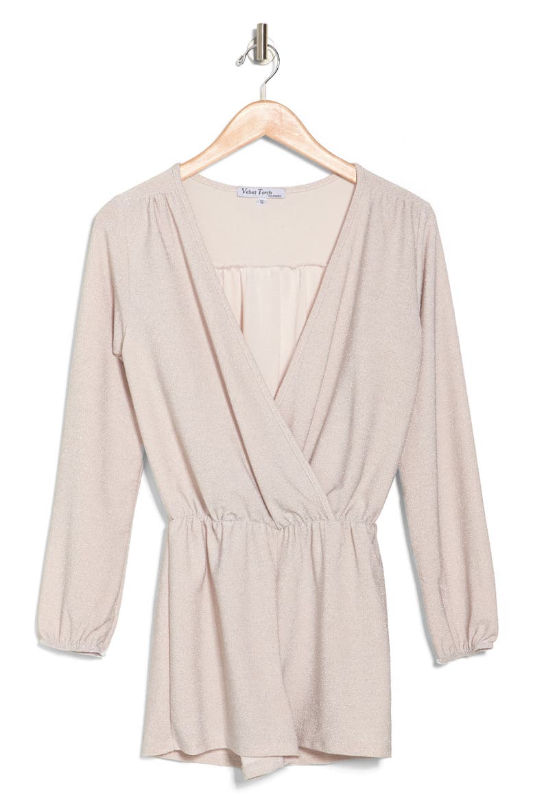 Shine Long Sleeve Romper, Alternate, color, SILVER