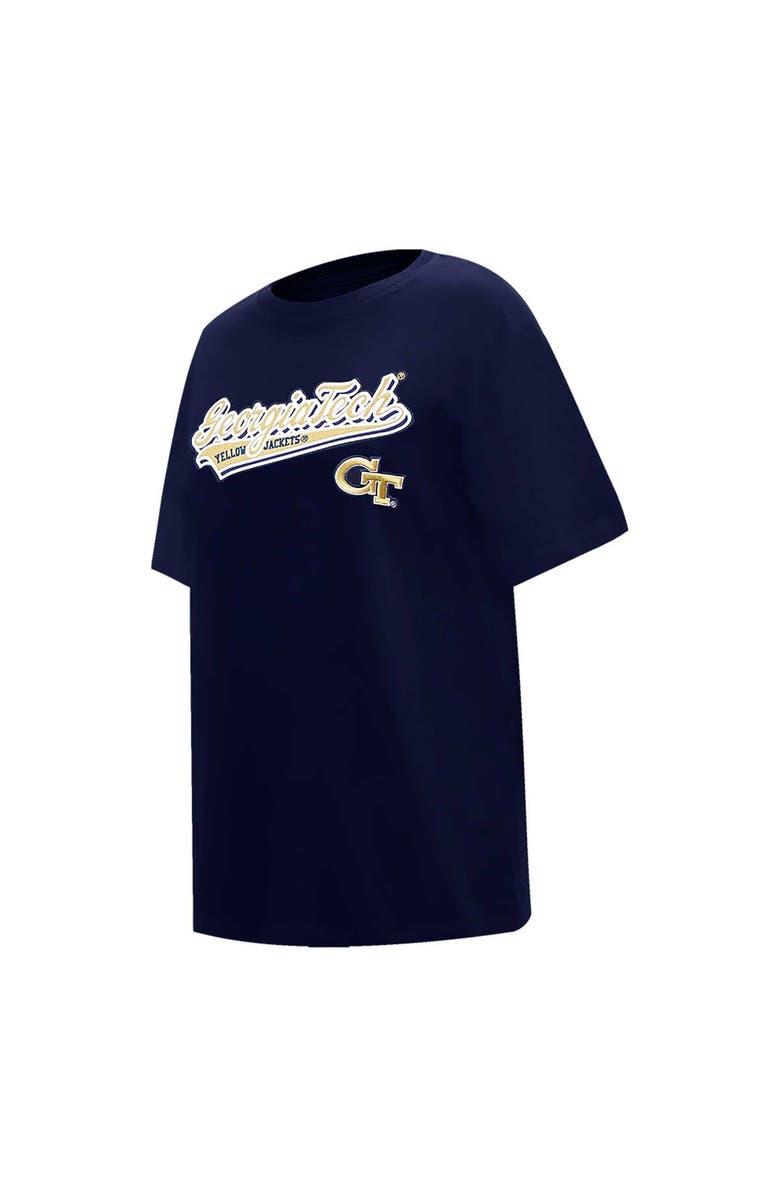PRO STANDARD Women's Pro Standard Navy Georgia Tech Yellow Jackets Script Tail Oversized Boyfriend T-Shirt, Alternate, color, 