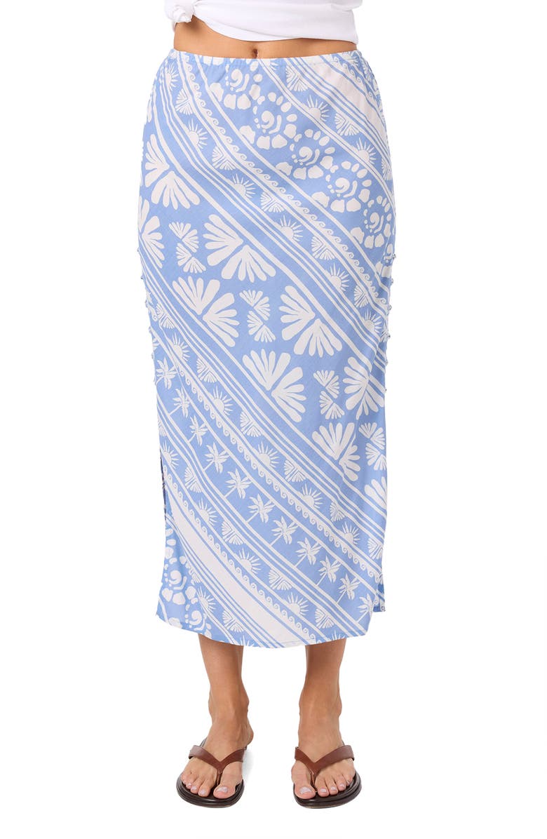 O'Neill Bellamy Abstract Print Midi Skirt, Main, color, Azurine