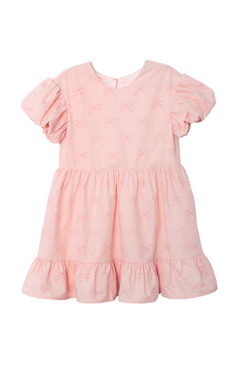 Mabel + Honey Lacy Bowkisses Puff Sleeve Dress, Main, color, Pink