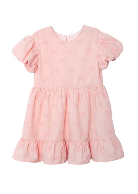 Lacy Bowkisses Puff Sleeve Dress (Toddler, Little Kid & Big Kid)
