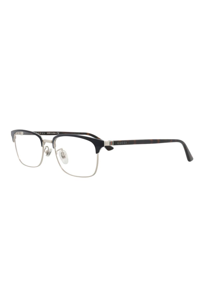 53mm Half Rim Optical Glasses, Alternate, color, BLUE HAVANA TRANSPARENT
