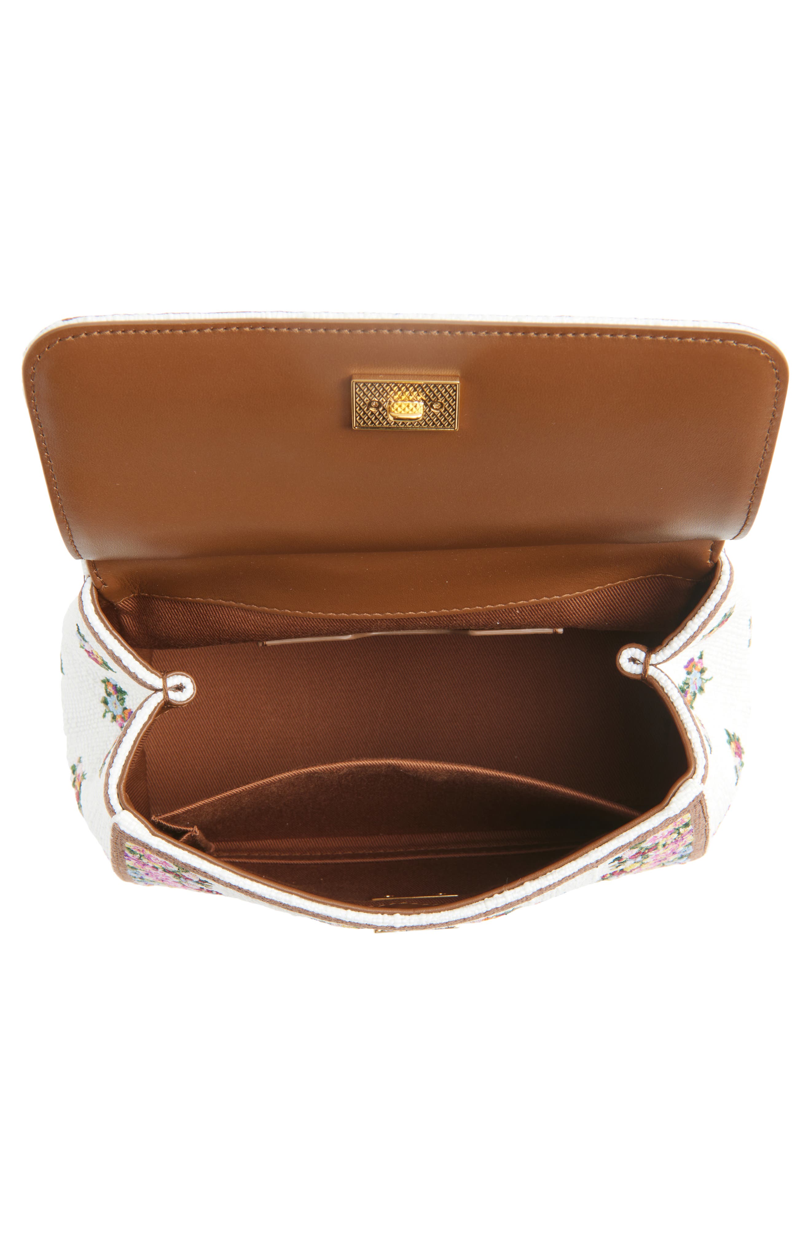Dolce&Gabbana Medium Sicily Floral Embroidered Handbag, Alternate, color, Multicolor/ Cammello