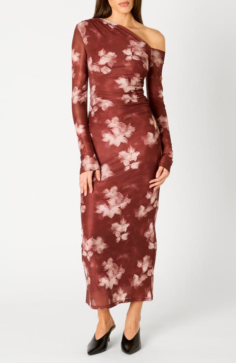 Lyra Floral One-Shoulder Long Sleeve Dress