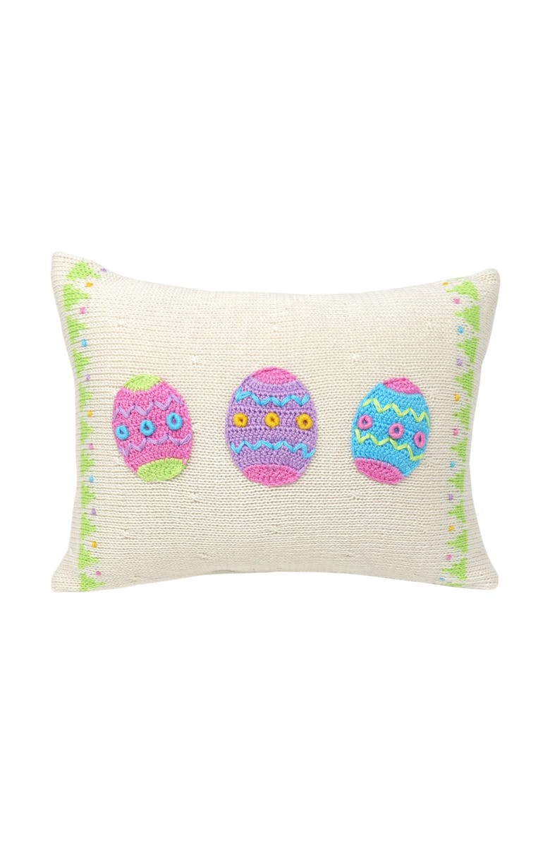 Melange Collection Easter Egg Throw Pillow, Main, color, Ivory
