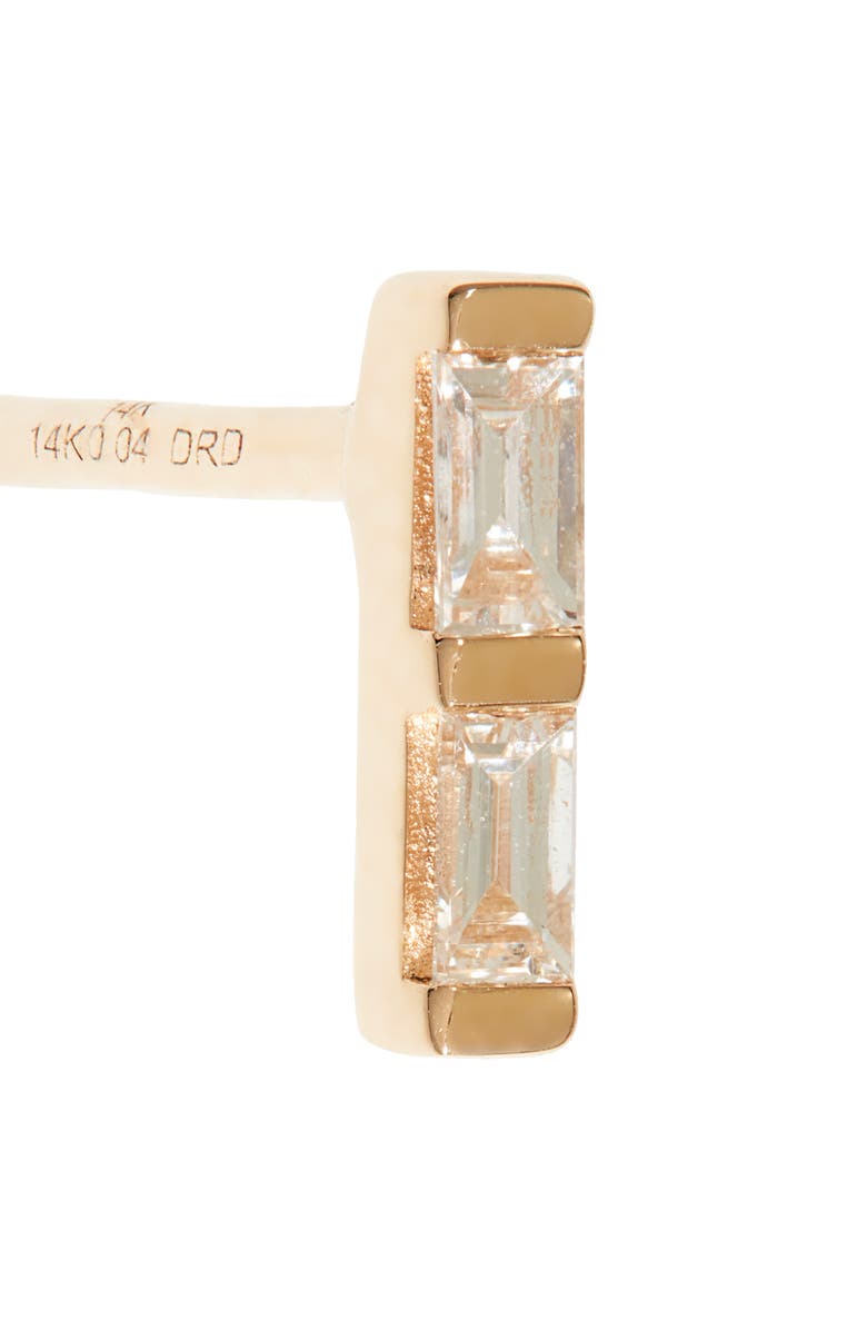 Dana Rebecca Designs Sadie Pearl Double Baguette Diamond Stud Earrings, Alternate, color, Yellow Gold