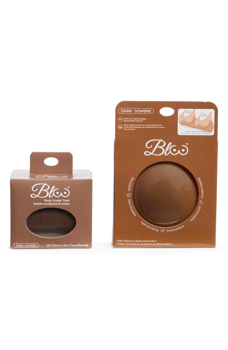 Bloo Shape Tape Rounds Waterproof Silicone Nipple Covers & Body Sculpt Tape Kit, Alternate, color, Dark