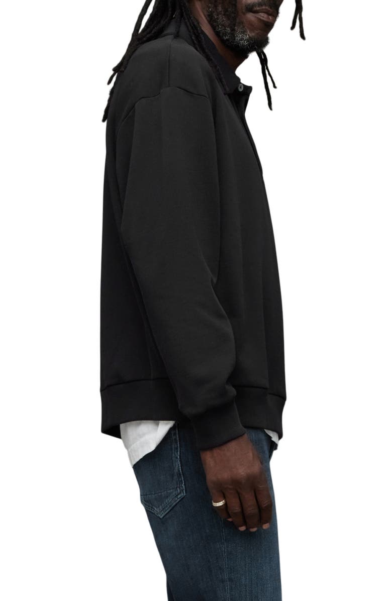 AllSaints Waite Long Sleeve Polo, Alternate, color, Jet Black