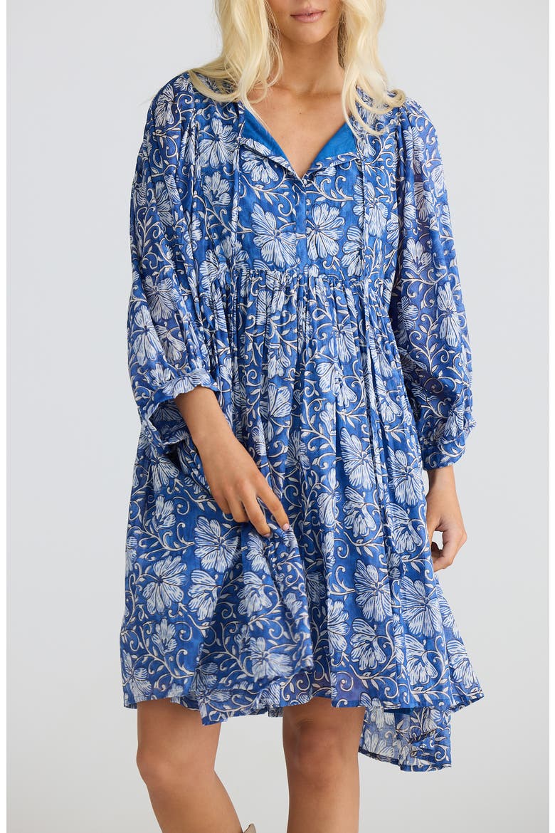 Wisteria Print Cotton Dress, Alternate, color, BLUE BLOSSOM