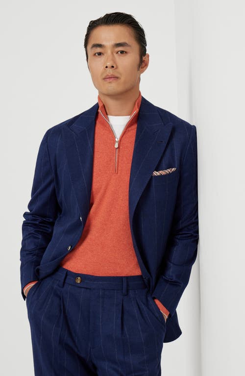 Brunello Cucinelli Wide Chalk Stripe Deconstructed Blazer In Blue