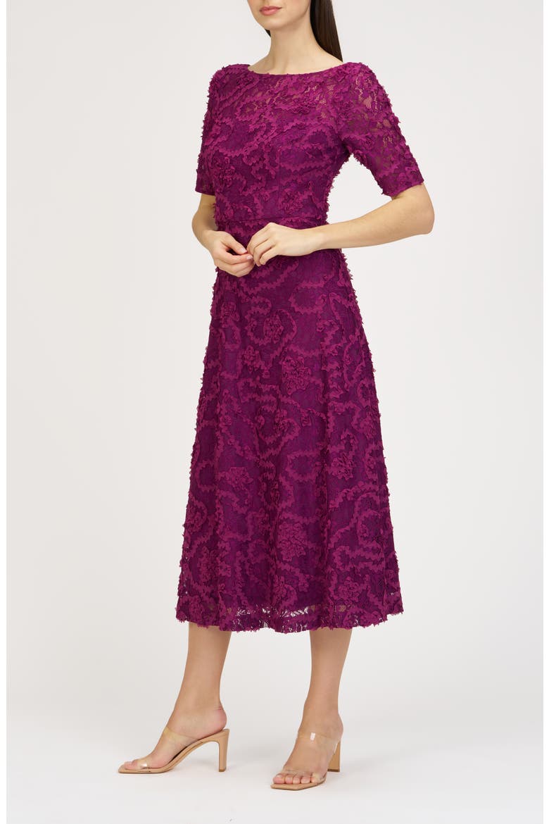 Jenni Floral Lace Cocktail Midi Dress, Alternate, color, PLUM CASPIA