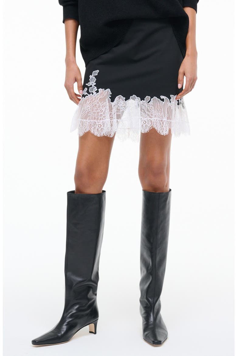 Nadia Lace Trim Miniskirt, Main, color, BLACK